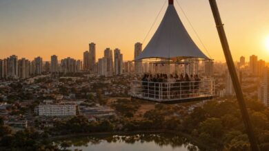 bar suspenso Goiânia, bar suspenso 40 metros de altura Goiânia, bar suspenso vista Parque Vaca Brava Goiânia, Drink in the Sky, Drink in the Sky Goiânia